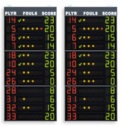 Anzeigetafeln,  Seitliche Statistikanzeigen 2x12 Spieler (Trikotnr. + Fouls + Punkte) -  FIBA zugelassen